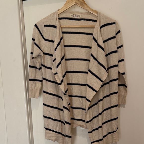 H&M Beige and Black Striped Cardigan - Picture 1 of 6